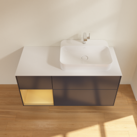 Тумба под раковину Villeroy & Boch Finion 120х50,1 см с подсветкой МДФ темно-синий матовый лак/стекло белое матовое F391HFHG