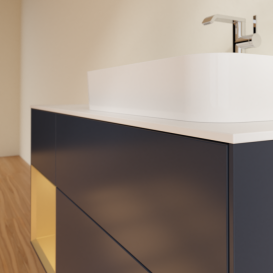 Тумба под раковину Villeroy & Boch Finion 120х50,1 см с подсветкой МДФ темно-синий матовый лак/стекло белое матовое F391HFHG