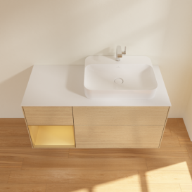 Тумба под раковину Villeroy & Boch Finion 120х50,1 см с подсветкой МДФ шпон дуба/стекло белое матовое F391HFPC