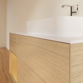 Тумба под раковину Villeroy & Boch Finion 120х50,1 см с подсветкой МДФ шпон дуба/стекло белое матовое F391HFPC