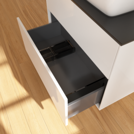 Тумба под раковину Villeroy & Boch Finion 80х50,1 см с подсветкой МДФ глянцевый белый лак/стекло черное матовое G75200GF