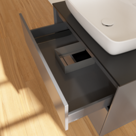 Тумба под раковину Villeroy & Boch Finion 80х50,1 см с подсветкой МДФ антрацит матовый лак/стекло черное матовое G75200GK