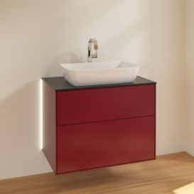 Тумба под раковину Villeroy & Boch Finion 80х50,1 см с подсветкой МДФ пион матовый лак/стекло черное матовое G75200HB