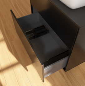 Тумба под раковину Villeroy & Boch Finion 80х50,1 см с подсветкой МДФ черный матовый лак/стекло черное матовое G75200PD