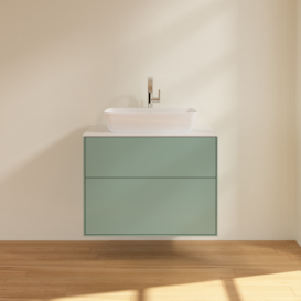 Тумба под раковину Villeroy & Boch Finion 80х50,1 см с подсветкой МДФ оливковый матовый лак/стекло белое матовое G75100GM