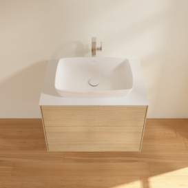 Тумба под раковину Villeroy & Boch Finion 80х50,1 см с подсветкой МДФ шпон дуба/стекло белое матовое G75100PC