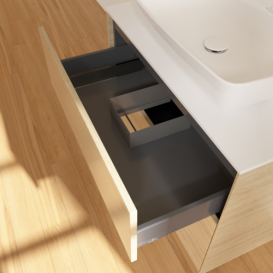 Тумба под раковину Villeroy & Boch Finion 80х50,1 см с подсветкой МДФ шпон дуба/стекло белое матовое G75100PC