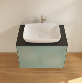 Тумба под раковину Villeroy & Boch Finion 80х50,1 см с подсветкой МДФ оливковый матовый лак/стекло черное матовое G75200GM