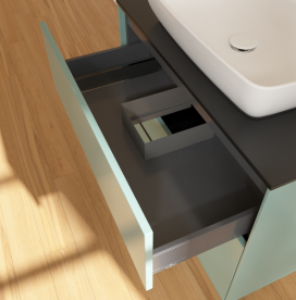 Тумба под раковину Villeroy & Boch Finion 80х50,1 см с подсветкой МДФ оливковый матовый лак/стекло черное матовое G75200GM