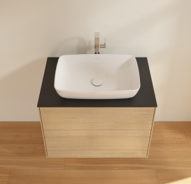 Тумба под раковину Villeroy & Boch Finion 80х50,1 см с подсветкой МДФ шпон дуба/стекло черное матовое G75200PC