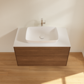 Тумба под раковину Villeroy & Boch Finion 100х50,1 см МДФ шпон грецкого ореха/стекло белое матовое F76100GN