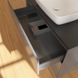 Тумба под раковину Villeroy & Boch Finion 100х50,1 см МДФ антрацит матовый лак/стекло черное матовое F76200GK