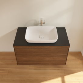 Тумба под раковину Villeroy & Boch Finion 100х50,1 см МДФ шпон грецкого ореха/стекло черное матовое F76200GN