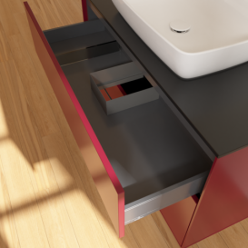 Тумба под раковину Villeroy & Boch Finion 100х50,1 см МДФ пион матовый лак/стекло черное матовое F76200HB