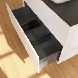 Тумба под раковину Villeroy & Boch Finion 100х50,1 см МДФ белый матовый лак/стекло черное матовое F76200MT