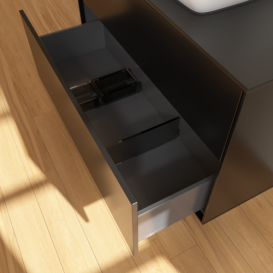 Тумба под раковину Villeroy & Boch Finion 100х50,1 см МДФ черный матовый лак/стекло черное матовое F76200PD