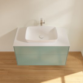 Тумба под раковину Villeroy & Boch Finion 100х50,1 см МДФ оливковый матовый лак/стекло белое матовое F76100GM