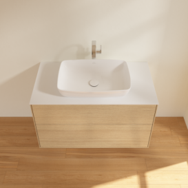 Тумба под раковину Villeroy & Boch Finion 100х50,1 см МДФ шпон дуба/стекло белое матовое F76100PC