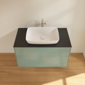 Тумба під раковину Villeroy & Boch Finion 100х50,1 см МДФ оливковий матовий лак/скло чорне матове F76200GM