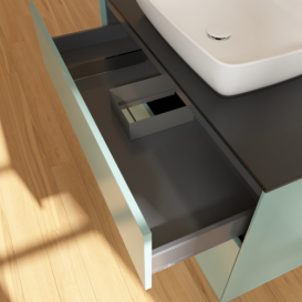 Тумба під раковину Villeroy & Boch Finion 100х50,1 см МДФ оливковий матовий лак/скло чорне матове F76200GM