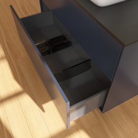 Тумба под раковину Villeroy & Boch Finion 100х50,1 см МДФ темно-синий матовый лак/стекло черное матовое F76200HG