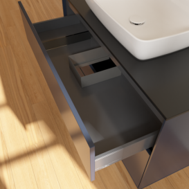 Тумба под раковину Villeroy & Boch Finion 100х50,1 см МДФ темно-синий матовый лак/стекло черное матовое F76200HG