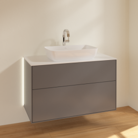 Тумба под раковину Villeroy & Boch Finion 100х50,1 см с подсветкой МДФ антрацит матовый лак/стекло белое матовое G76100GK