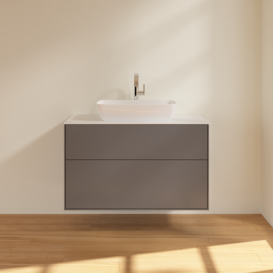 Тумба под раковину Villeroy & Boch Finion 100х50,1 см с подсветкой МДФ антрацит матовый лак/стекло белое матовое G76100GK