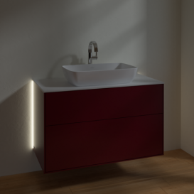 Тумба под раковину Villeroy & Boch Finion 100х50,1 см с подсветкой МДФ пион матовый лак/стекло белое матовое G76100HB