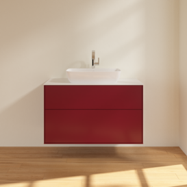 Тумба под раковину Villeroy & Boch Finion 100х50,1 см с подсветкой МДФ пион матовый лак/стекло белое матовое G76100HB