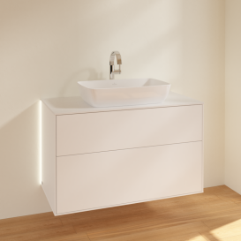 Тумба под раковину Villeroy & Boch Finion 100х50,1 см с подсветкой МДФ белый матовый лак/стекло белое матовое G76100MT