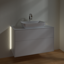 Тумба под раковину Villeroy & Boch Finion 100х50,1 см с подсветкой МДФ белый матовый лак/стекло белое матовое G76100MT