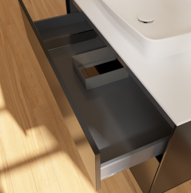 Тумба под раковину Villeroy & Boch Finion 100х50,1 см с подсветкой МДФ черный матовый лак/стекло белое матовое G76100PD