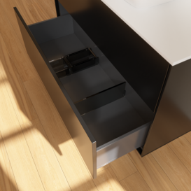 Тумба под раковину Villeroy & Boch Finion 100х50,1 см с подсветкой МДФ черный матовый лак/стекло белое матовое G76100PD