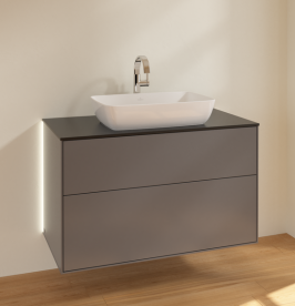 Тумба под раковину Villeroy & Boch Finion 100х50,1 см с подсветкой МДФ антрацит матовый лак/стекло черное матовое G76200GK