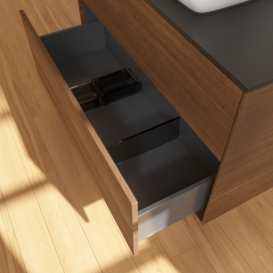 Тумба под раковину Villeroy & Boch Finion 100х50,1 см с подсветкой МДФ шпон грецкого ореха/стекло черное матовое G76200GN