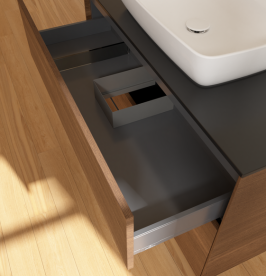 Тумба под раковину Villeroy & Boch Finion 100х50,1 см с подсветкой МДФ шпон грецкого ореха/стекло черное матовое G76200GN