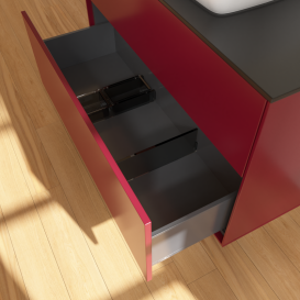 Тумба под раковину Villeroy & Boch Finion 100х50,1 см с подсветкой МДФ пион матовый лак/стекло черное матовое G76200HB