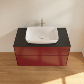 Тумба под раковину Villeroy & Boch Finion 100х50,1 см с подсветкой МДФ пион матовый лак/стекло черное матовое G76200HB