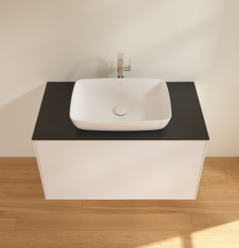 Тумба под раковину Villeroy & Boch Finion 100х50,1 см с подсветкой МДФ белый матовый лак/стекло черное матовое G76200MT