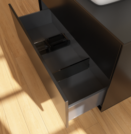 Тумба под раковину Villeroy & Boch Finion 100х50,1 см с подсветкой МДФ черный матовый лак/стекло черное матовое G76200PD