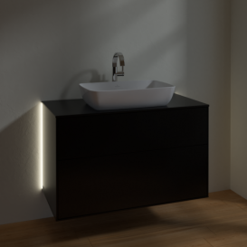 Тумба под раковину Villeroy & Boch Finion 100х50,1 см с подсветкой МДФ черный матовый лак/стекло черное матовое G76200PD