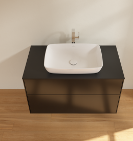 Тумба под раковину Villeroy & Boch Finion 100х50,1 см с подсветкой МДФ черный матовый лак/стекло черное матовое G76200PD