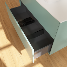 Тумба під раковину Villeroy & Boch Finion 100х50,1 см із підсвічуванням МДФ оливковий матовий лак/скло біле матове G76100GM