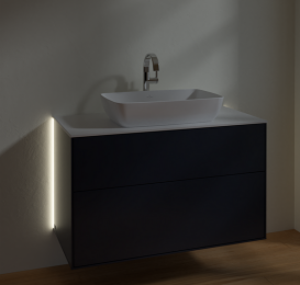 Тумба под раковину Villeroy & Boch Finion 100х50,1 см с подсветкой МДФ темно-синий матовый лак/стекло белое матовое G76100HG