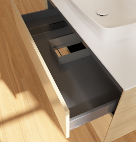 Тумба под раковину Villeroy & Boch Finion 100х50,1 см с подсветкой МДФ шпон дуба/стекло белое матовое G76100PC