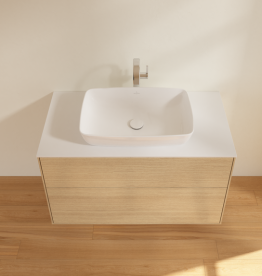 Тумба под раковину Villeroy & Boch Finion 100х50,1 см с подсветкой МДФ шпон дуба/стекло белое матовое G76100PC