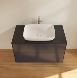 Тумба под раковину Villeroy & Boch Finion 100х50,1 см с подсветкой МДФ темно-синий матовый лак/стекло черное матовое G76200HG