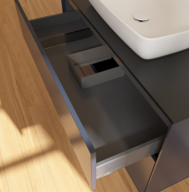 Тумба под раковину Villeroy & Boch Finion 100х50,1 см с подсветкой МДФ темно-синий матовый лак/стекло черное матовое G76200HG