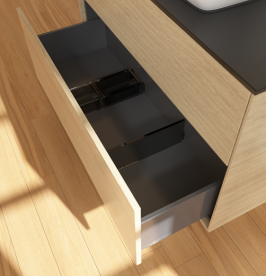 Тумба под раковину Villeroy & Boch Finion 100х50,1 см с подсветкой МДФ шпон дуба/стекло черное матовое G76200PC